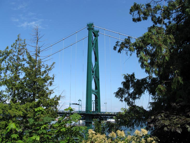 Lions Gate Bridge Tower From Prospect Point Lookout, Stanley Park, Vancouver, BC, Canada