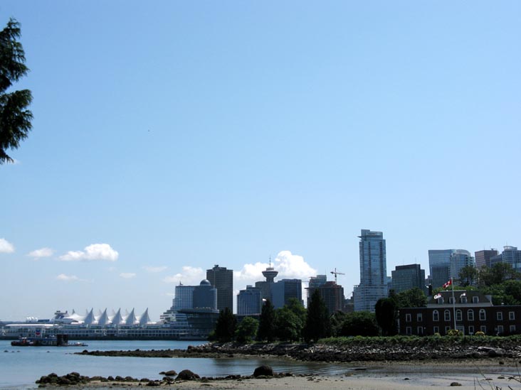 Vancouver Skyline From Seawall Walk, Stanley Park, Vancouver, BC, Canada