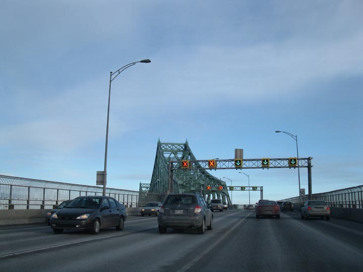 Crossing Pont Jacques-Cartier/Jacques Cartier Bridge Between Montréal and Longueuil, Québec, Canada