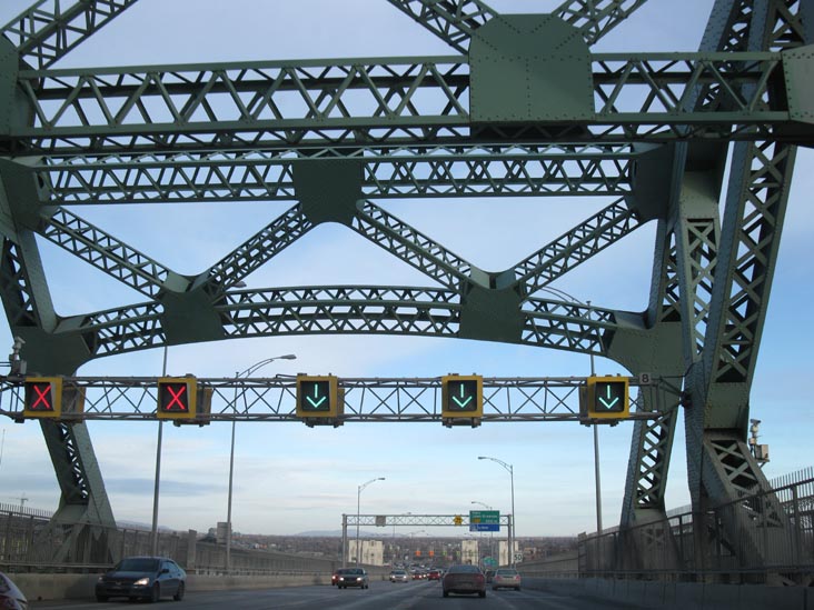 Crossing Pont Jacques-Cartier/Jacques Cartier Bridge Between Montréal and Longueuil, Québec, Canada