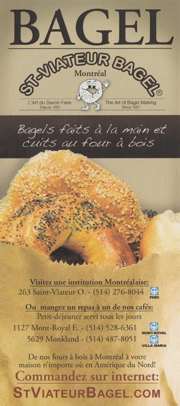St-Viateur Bagel Brochure (French), Montréal, Québec, Canada