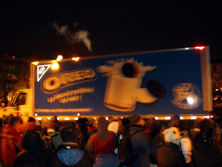 Oreo Truck, Night Parade, Grande Allée, Carnaval de Québec (Quebec Winter Carnival), Québec City, Canada, February 16, 2008, 8:49 p.m.