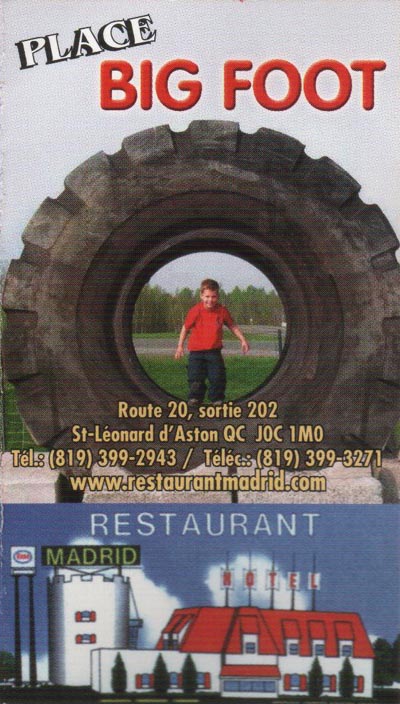 Business Card, Restaurant Madrid, Autoroute 20, Exit 202, St.-Léonard d'Aston, Québec, Canada
