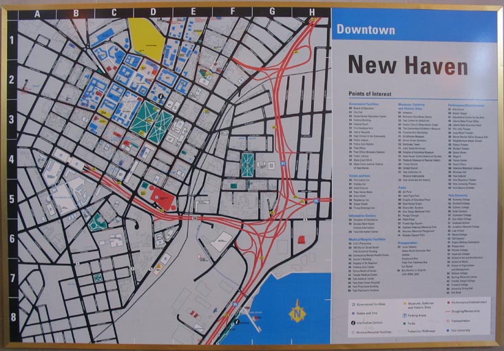 Downtown New Haven Map, Union Station Waiting Room, New Haven, Connecticut