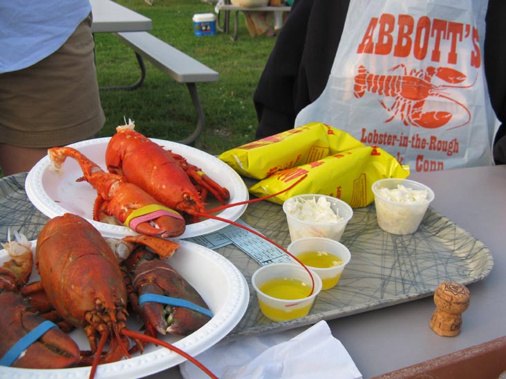 Lobster Dinner, Abbott's Lobster in the Rough, 117 Pearl Street, Noank, Connecticut