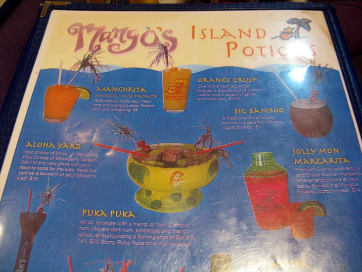 Island Potions Menu, Mango's of Bethany Beach, 97 Garfield Parkway, Bethany Beach, Delaware