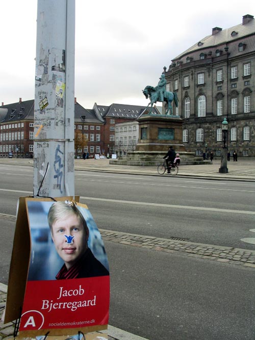 2007 Campaign Poster Outside Christiansborg Slotsplads, Slotsholmen, Copenhagen, Denmark