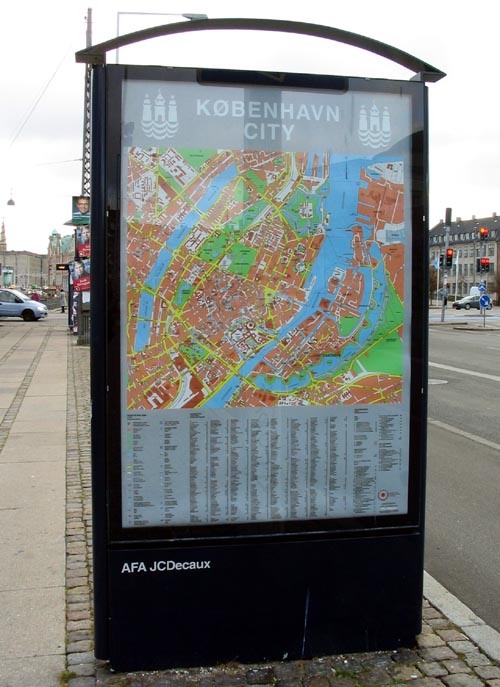 City Map Across From Christiansborg Slotsplads, Slotsholmen, Copenhagen, Denmark
