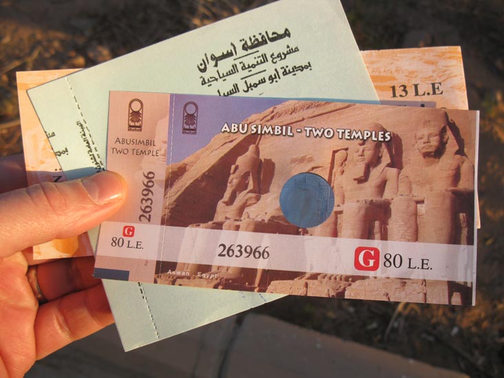 Tickets, Abu Simbel, Egypt