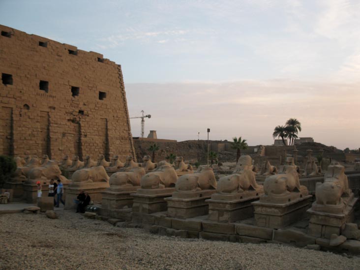 Sphinxes and First Pylon, Temple of Amun, Karnak Temple Complex, Luxor, Egypt