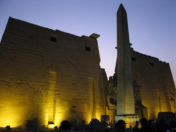 First Pylon, Obelisk and Colossi of Ramesses II, Luxor Temple, Luxor, Egypt