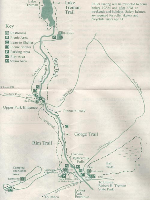 Buttermilk Falls Trail Map, Buttermilk Falls State Park, Ithaca, New York