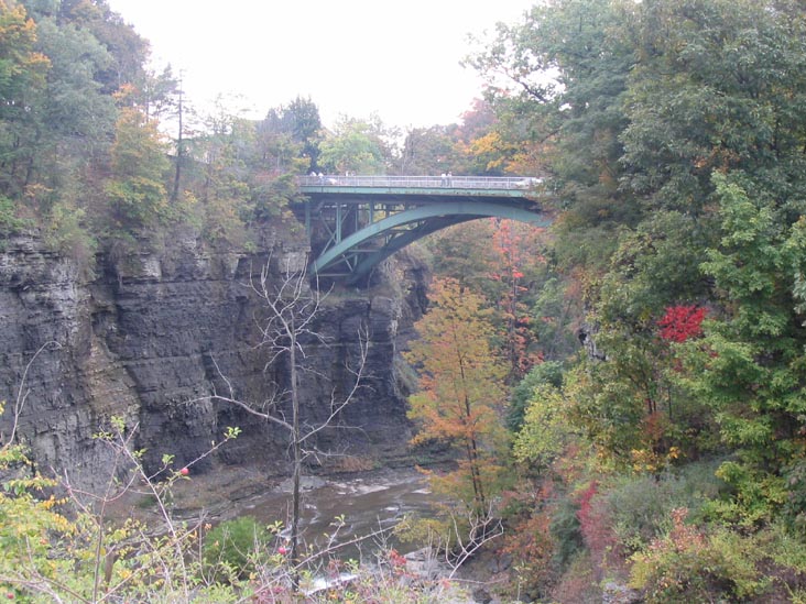 Thurston Avenue Bridge, Fall Creek, From Triphammer Footbridge, Cornell University, Ithaca, New York, October 9, 2004