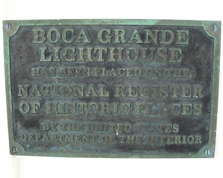 Boca Grande Lighthouse National Register of Historic Places Plaque, Boca Grande Lighthouse, Gasparilla Island State Park, Gasparilla Island, Florida