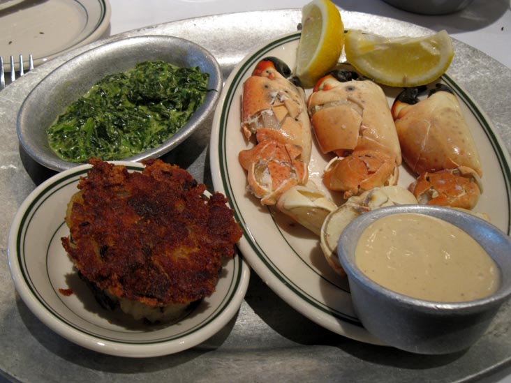 Stone Crab Claws, Creamed Spinach and Hash Browns, Joe's Stone Crab, 11 Washington Avenue, South Beach, Miami, Florida