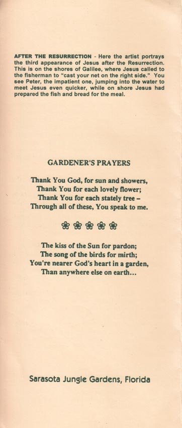 Brochure, Gardens of Christ, Sarasota Jungle Gardens, Sarasota, Florida