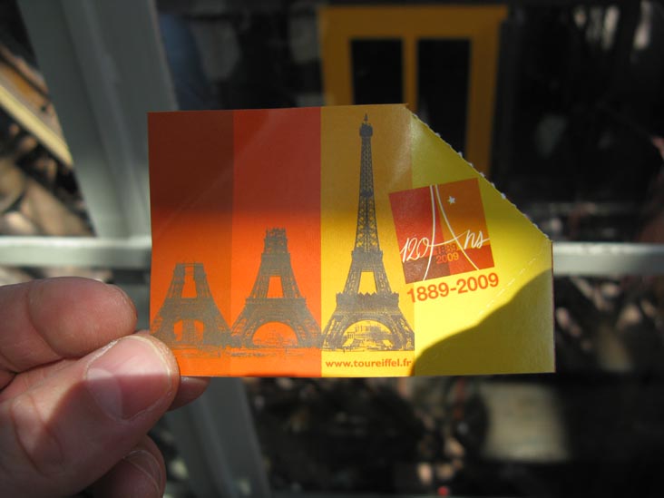 Ticket, Ascenseur Jusqu'au 2ème Étage (Elevator to Second Floor), Pilier Est (East Pillar), Tour Eiffel (Eiffel Tower), Paris, France