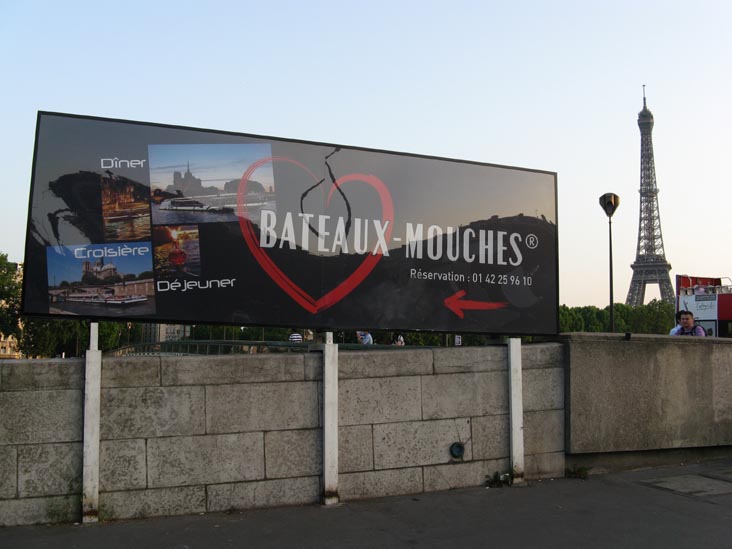 Billboard, Bateaux-Mouches Sightseeing Cruise, River Seine, Paris, France