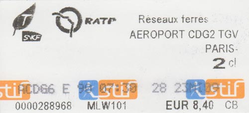 Charles de Gaulle Aeroport-Paris RER Ticket