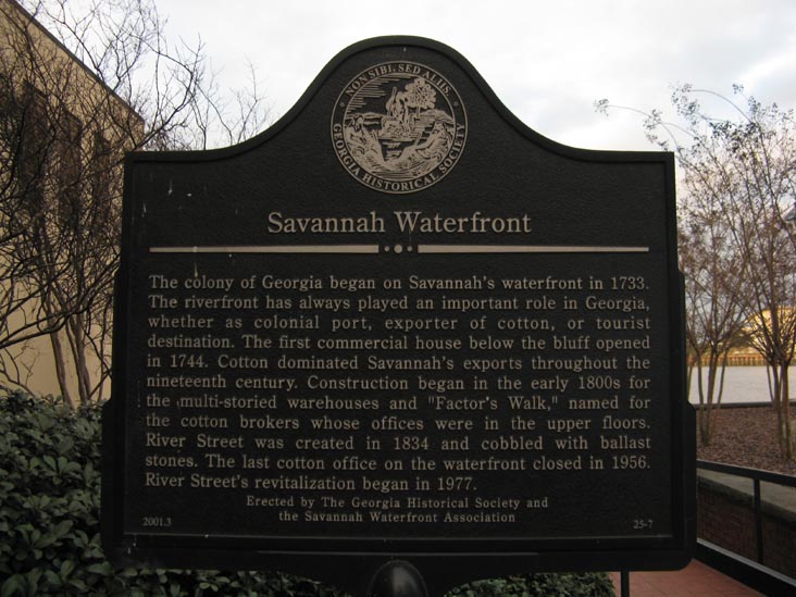 Savannah Waterfront Historical Marker, John P. Rousakis Riverfront Plaza, Savannah, Georgia