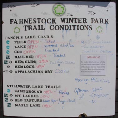 Fahnestock Winter Park Trail Conditions
