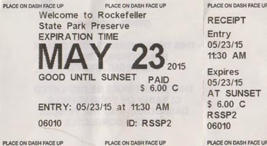 Parking Receipt, Rockefeller State Park Preserve, Westchester County, New York, May 23, 2015