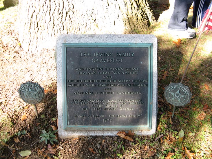 Plaque, Irving Family Plot, Sleepy Hollow Cemetery, Sleepy Hollow, New York
