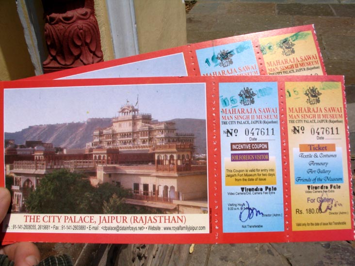 Tickets, City Palace, Jaipur, Rajasthan, India