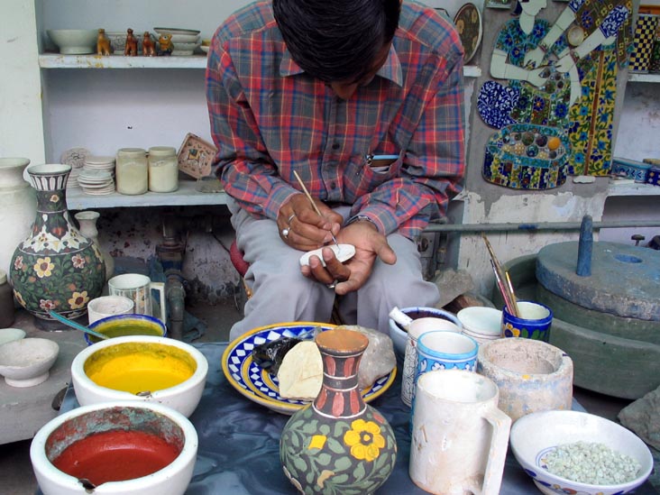 Demonstration, Jaipur Blue Pottery Art Centre, Near Jain Mandir, Amer Road, Jaipur, Rajasthan, India