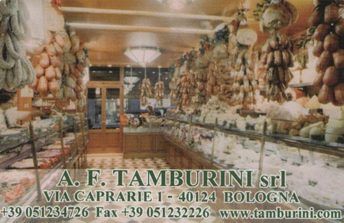 Business Card, Tamburini, Via Caprarie, 1, Bologna, Emilia-Romagna, Italy