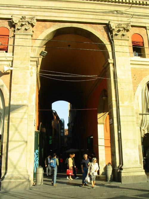 Via Pescherie Vecchie at Piazza Maggiore, Bologna, Emilia-Romagna, Italy