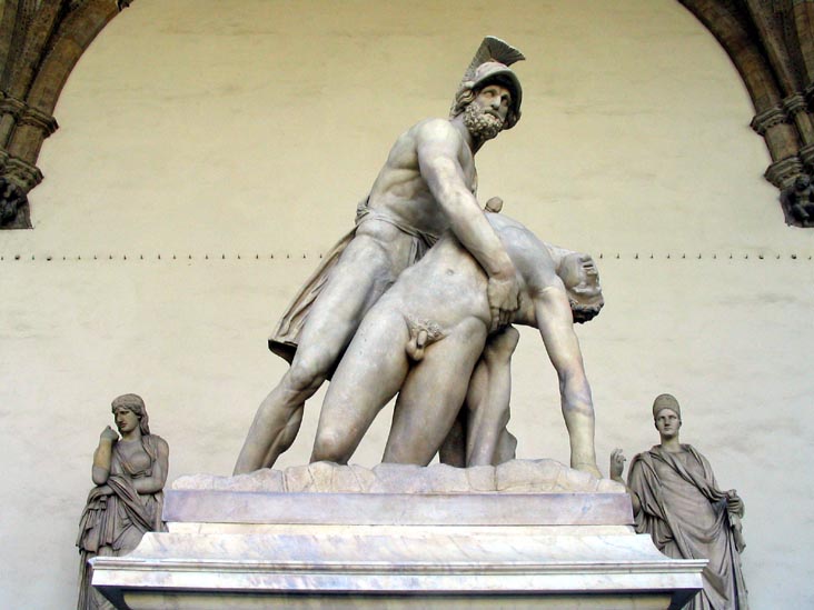 Menelaus Supporting the Body of Patroclus, Loggia dei Lanzi, Piazza della Signoria, Florence, Tuscany, Italy