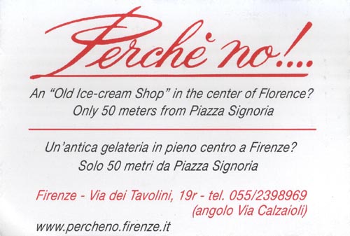 Business Card, Perche No, Via dei Tavolini, 19/r, Florence, Tuscany, Italy