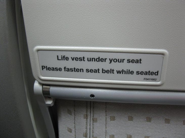 Seat Back Message (English), Royal Jordanian Airlines Flight 262 From New York City-JFK To Amman, Jordan, December 28, 2010