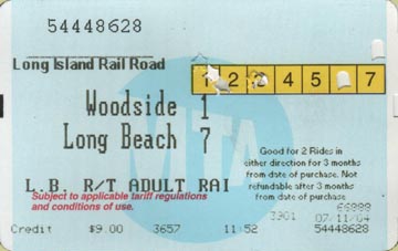 Long Island Rail Road Ticket