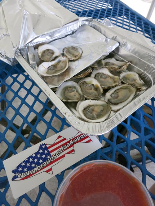 Oysters, Braun Seafood Company, 30840 Main Road, Cutchogue, New York, May 28, 2015