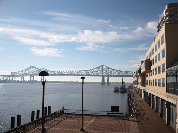 Crescent City Connection and Mississippi River Waterfront From Hilton New Orleans Riverside, Two Poydras Street, New Orleans, Louisiana