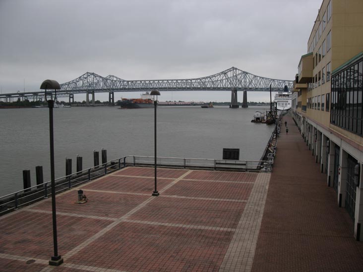 Crescent City Connection/Greater New Orleans Bridge and Mississippi River Waterfront From Hilton New Orleans Riverside, Two Poydras Street, New Orleans, Louisiana