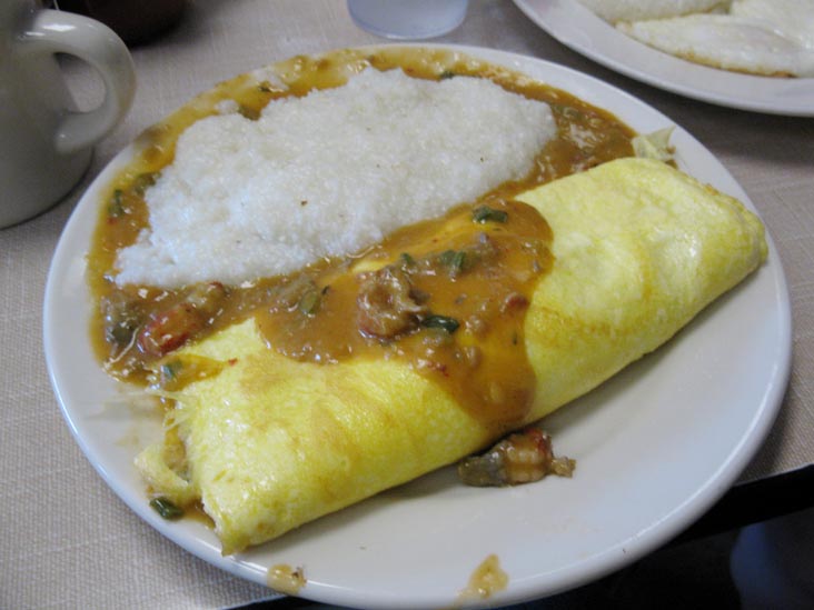 Crawfish Etoufée Omelette, Mother's Restaurant, 401 Poydras Street, New Orleans, Louisiana