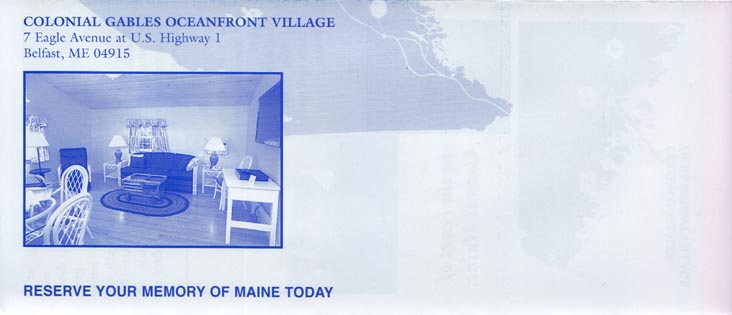Brochure, Colonial Gables Oceanfront Village, 7 Eagle Avenue, Belfast, Maine