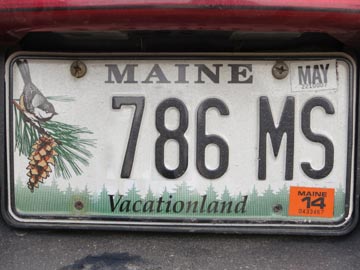Maine License Plate, Brunswick, Maine, July 6, 2013