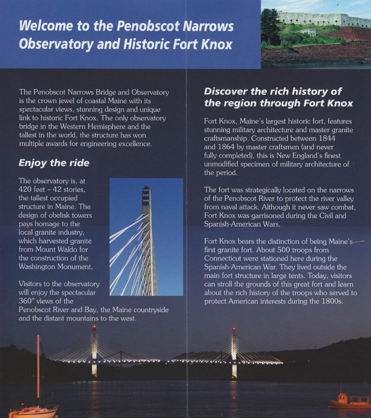 Penobscot Narrows Observatory and Fort Knox State Historic Site Brochure