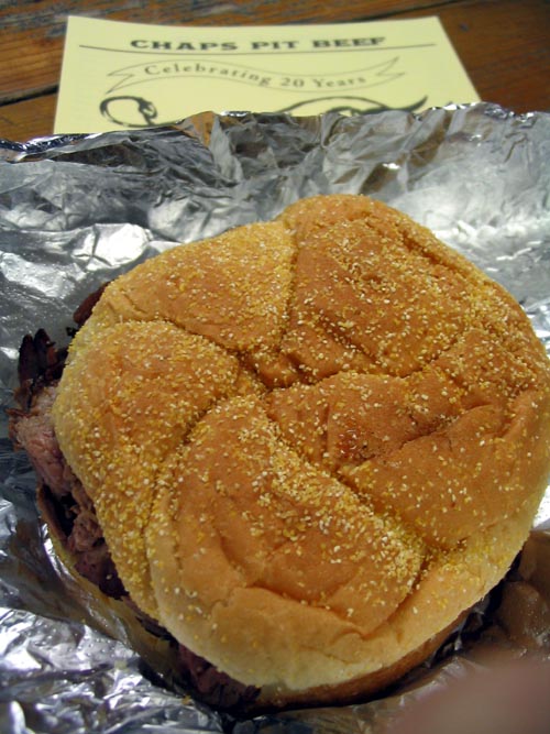 Rare Pit Beef Sandwich, Chaps Pit Beef, 5801 Pulaski Highway, Baltimore, Maryland