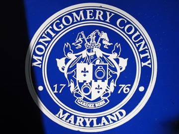 Montgomery County Seal, Trash Can, Silver Spring, Maryland