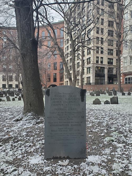 Boston Massacre Victims Marker, Granary Burying Ground, Freedom Trail, Boston, Massachusetts, January 15, 2023