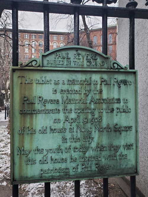 Paul Revere Marker, Freedom Trail, Boston, Massachusetts, January 15, 2023