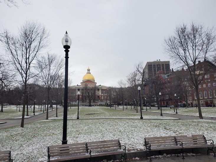 Boston Common, Massachusetts State House, Freedom Trail, Boston, Massachusetts, January 15, 2023
