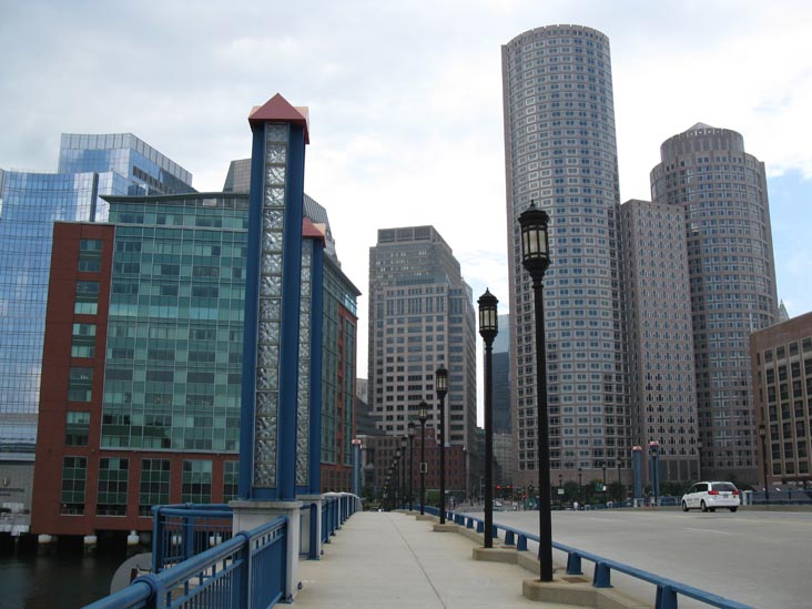 Downtown Boston From Evelyn Moakley Bridge, Seaport Boulevard Over Fort Point Channel, South Boston, Boston, Massachusetts