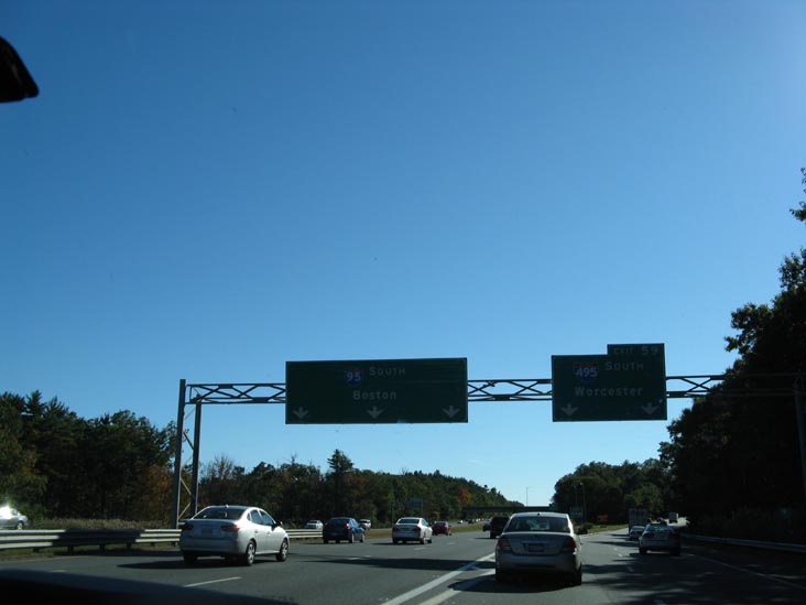 Southbound Interstate 95 at Interstate 495, Exit 59, Massachusetts