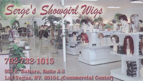 Serge's Showgirl Wigs Business Card